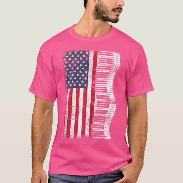 Camiseta Pianist Classical Music Us Flag Keyboard Piano Pla (Frente)