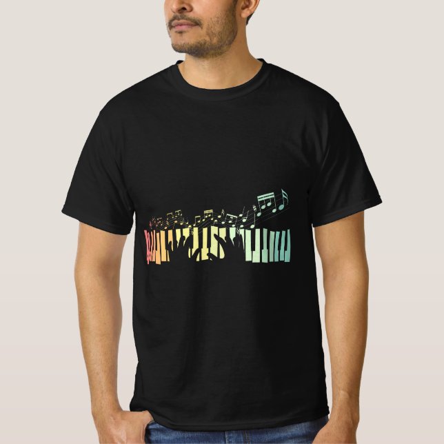 Camiseta Pianist Gift Idea Keyboards Music Notes Piano  (Frente)