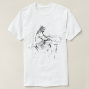 Camiseta Pianista Abstrato Minimalista Tocando Piano – Eleg