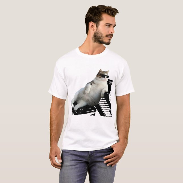 Camiseta Pianista de gato cego (Frente Completa)