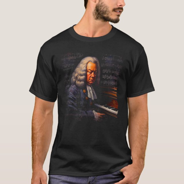 Camiseta Pianista de Música de pop Johann Sebastian Bach (Frente)