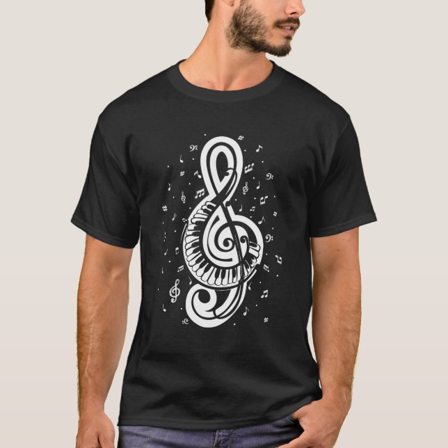 Camiseta Pianista de Teclado Clef Treble Pianista Al Music (Frente)