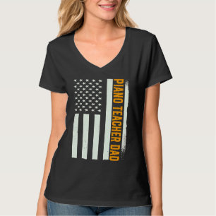 Camiseta Pianista Patriótico Professor de Piano Pai