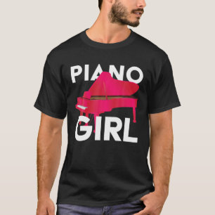 Camiseta Pianista Piano Moça de Notas Musicais Pianista Pia