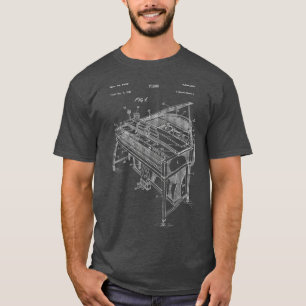 Camiseta Piano Blueprint   Vintage Music Keyboard Pianist