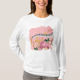 Camiseta Píano Chaves e Rosas Floral Music Lover