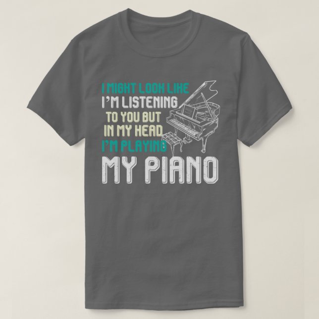 Camiseta Piano da Orquestra Pianista Engraçado de Música (Frente do Design)