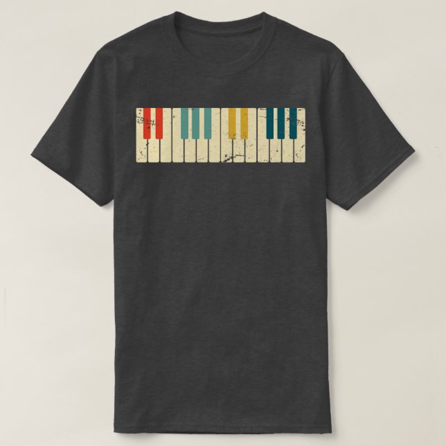 Camiseta Piano de Chaves de Piano Retroativas (Frente do Design)