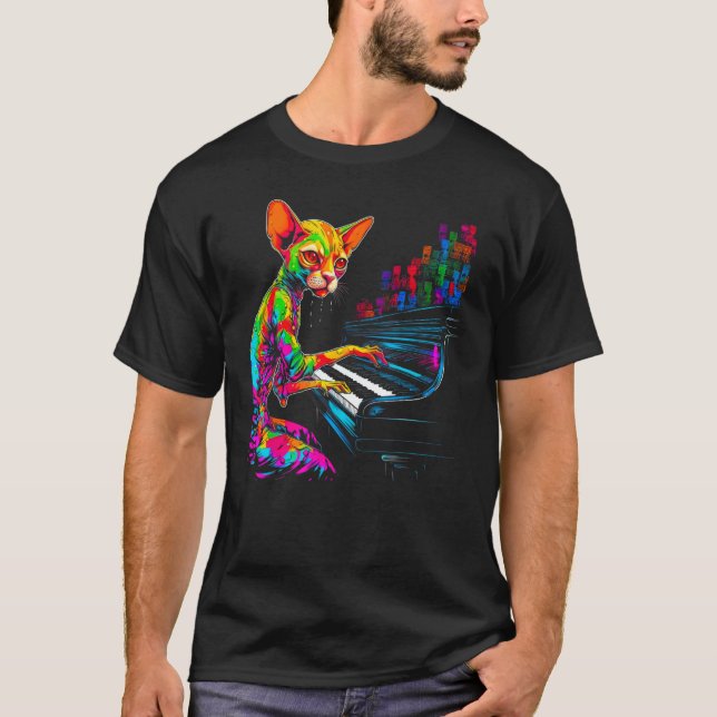 Camiseta Piano de Gato Devon Rex (Frente)
