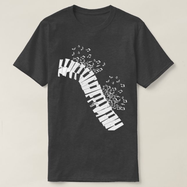 Camiseta Piano de Notas de Música (Frente do Design)