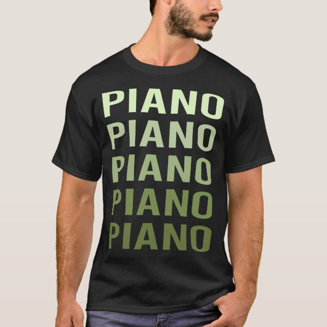 Camiseta Piano de Texto Verde Pianista (Frente)