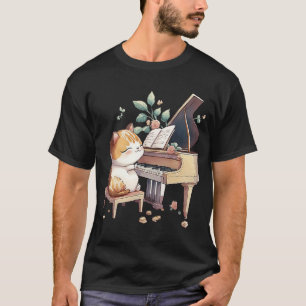 Camiseta Piano Engraçado Música Cat Homens Mulheres Criança
