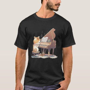 Camiseta Piano Engraçado Música Cat Homens Mulheres Criança