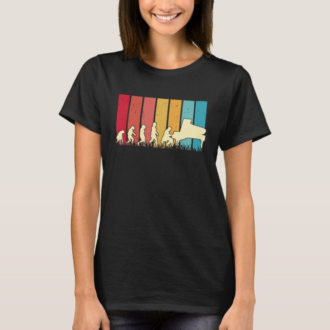 Camiseta Piano Evolution Retro Piano Player Pianist  1 (Frente)
