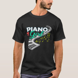Camiseta Piano Girl Gift Jogador de Teclado Mulheres Ensina