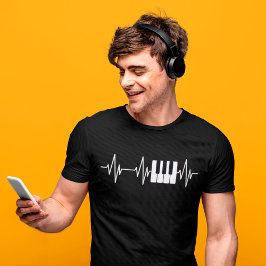 Camiseta Piano Heartbeat Keyboard Pianistas Pianistas Músic