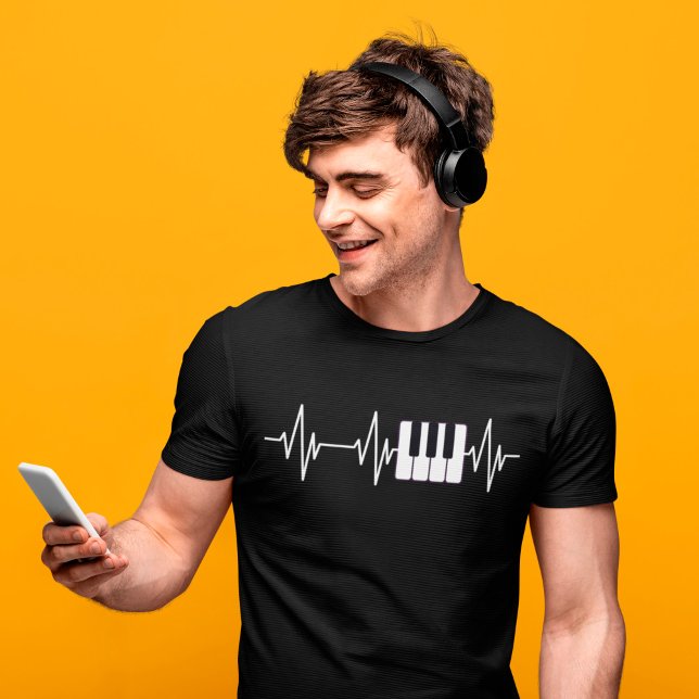 Camiseta Piano Heartbeat Keyboard Pianistas Pianistas Músic (Criador carregado)