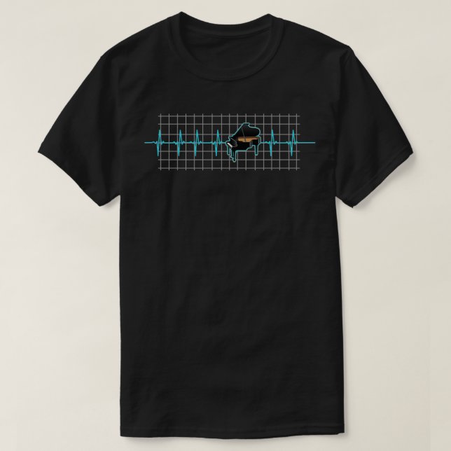 Camiseta Piano Heartbeat Melhor Presente Piano Para Pistas  (Frente do Design)