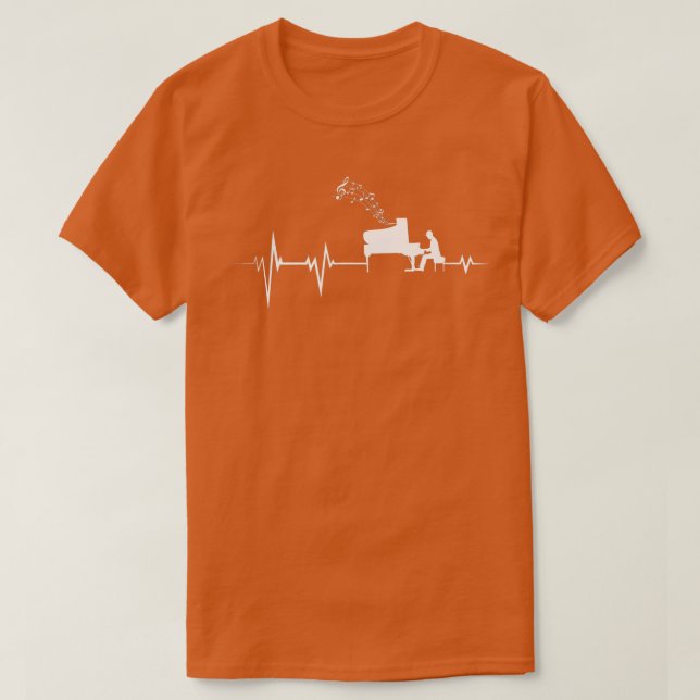 Camiseta Piano Heartbeat Pianista Música Clássica Jazz Comp (Frente do Design)