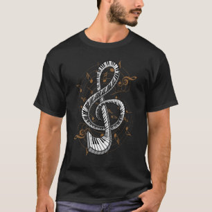 Camiseta Piano Instrumento Música G Notas de Clef Pianista