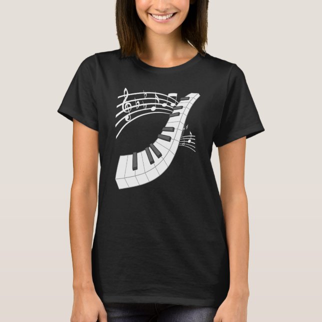 Camiseta Piano Keyboard And Notes Musical Instrument Piano (Frente)