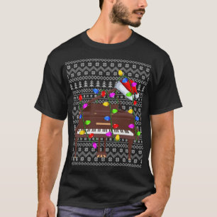Camiseta Piano Lighting Xmas Sweet Ugly Piano Natal