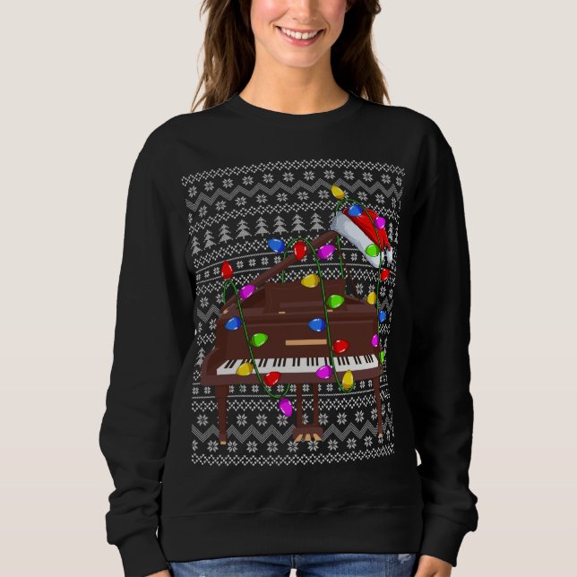 Camiseta Piano Lighting Xmas Sweet Ugly Piano Natal (Frente)