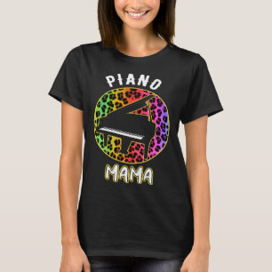 Camiseta Piano Mama Pianista Mãe Leopardo Mulheres Piano To