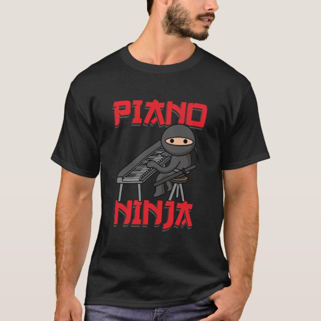 Camiseta Piano Ninja Funny Keyboard Player Pianist Gift (Frente)