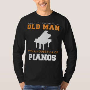 Camiseta Piano Paradise: Futuro Velho Mans Keyed Kingdom Te