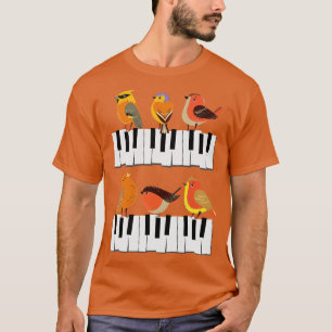 Camiseta Piano Pássaro da Orquestra Musical Lover Gift