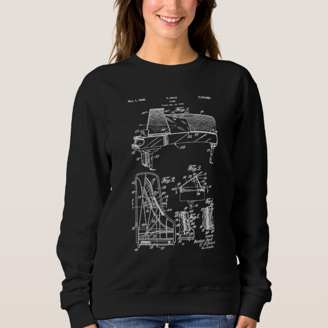 Camiseta Piano Patent Print 1972 - Vintage Patent Print (Frente)