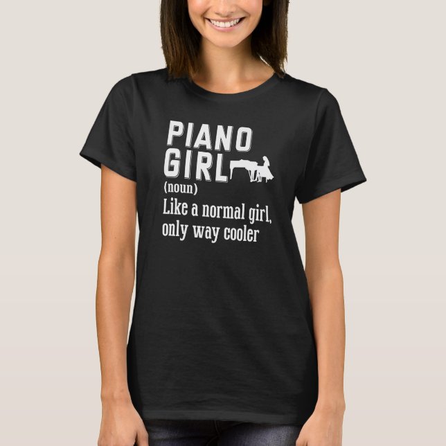Camiseta Piano Pianista Jogadora Pianista de Garota (Frente)