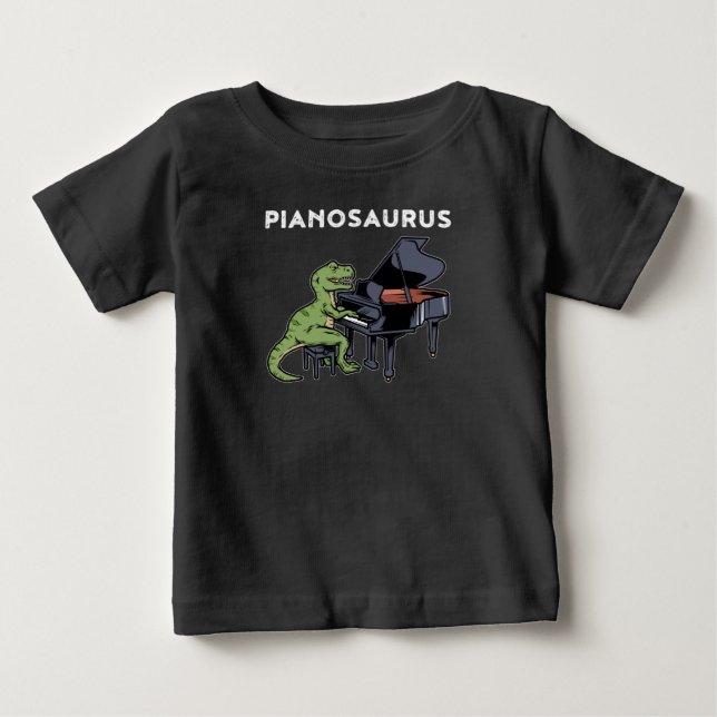 Camiseta Piano Piano Gift Crianças Pianista Dinossauro Pian (Frente)