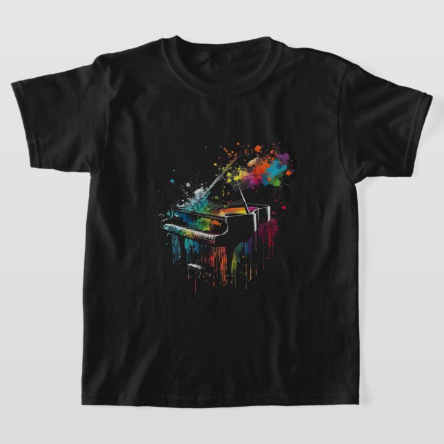Camiseta Piano Piano Splash Art Jazz Composer Keyboard Pian (Postura )