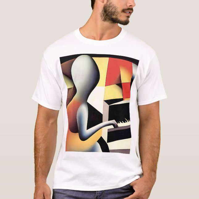 Camiseta Piano Player - Arte de Pincel (Frente)