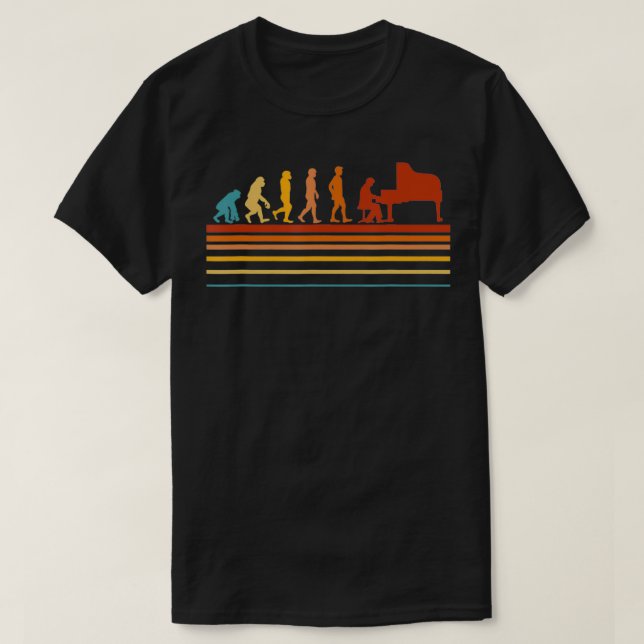Camiseta Piano Player Pianist Evolution Retro  (Frente do Design)