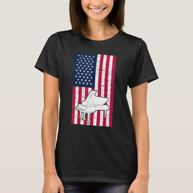 Camiseta Piano Player Piano American Flag Patriotic Pianist (Frente)