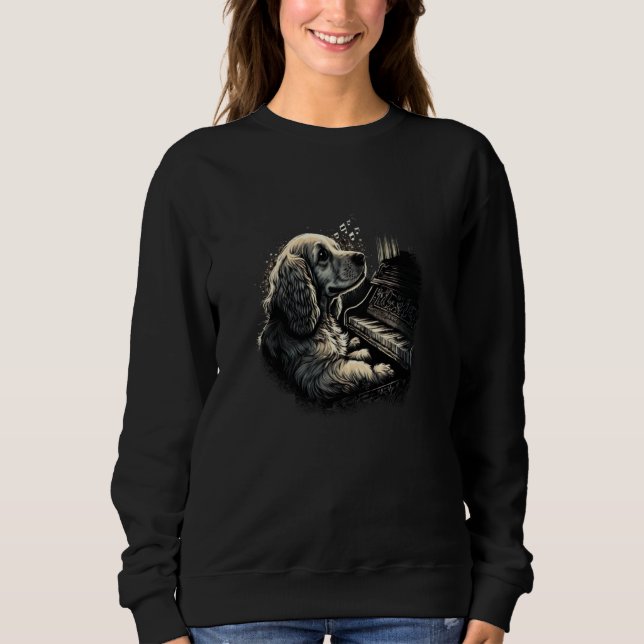Camiseta Piano playing Cocker Spaniel (Frente)