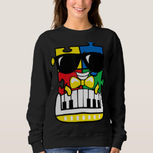 Camiseta Piano Quebra-cabeça Piano Cute Autismo Pianista e