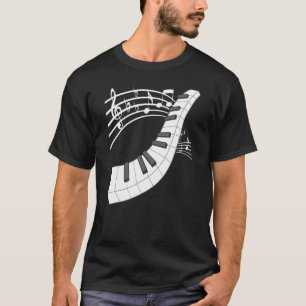 Camiseta Piano Teclado E Notas Piano De Instrumento Musical