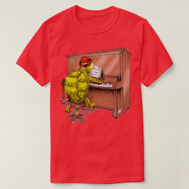Camiseta Piano Tocando Tartaruga  (Frente do Design)