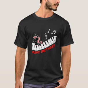 Camiseta Piano Unicorn Piano Animais Engraçados Música Pa