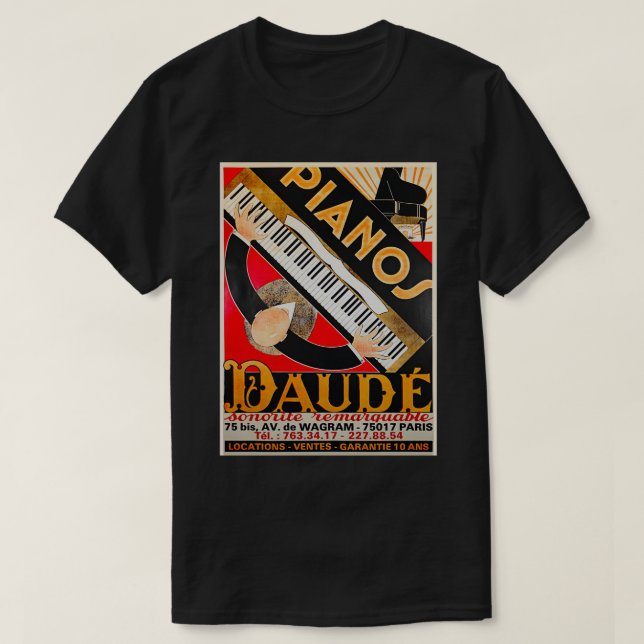 Camiseta Pianos Daude Art Deco  (Frente do Design)