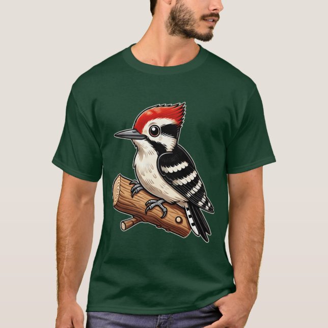 Camiseta Pica-pau Grama de Pássaro Bonito Natureza Divirta- (Frente)