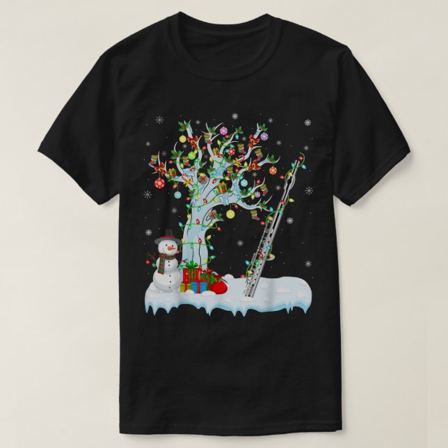Camiseta Piccolo Music Xmas Tree Lighting Santa Hat Piccolo (Frente do Design)