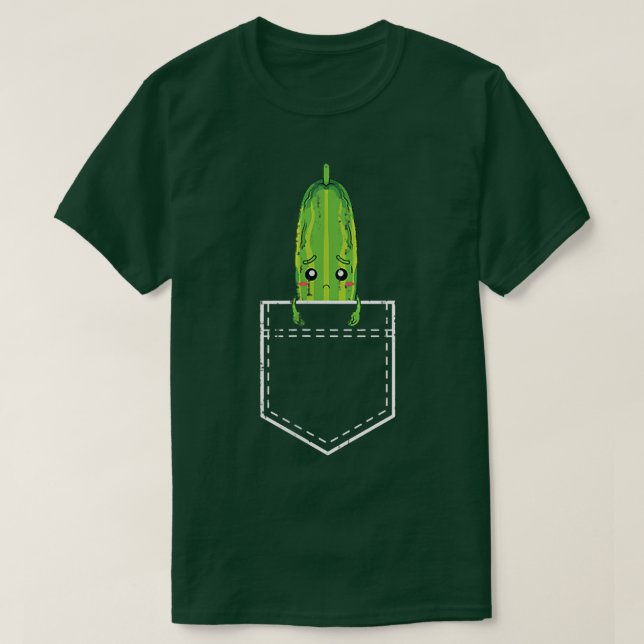 Camiseta Pickle Cucumber Lover Cute Vegetable Pocket (Frente do Design)