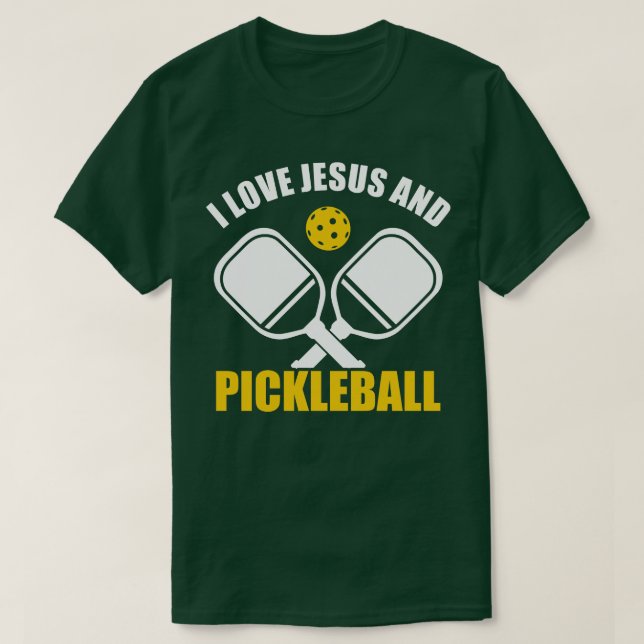 Camiseta Picklebal Eu Amo Jesus E Pickleball Citação Christ (Frente do Design)