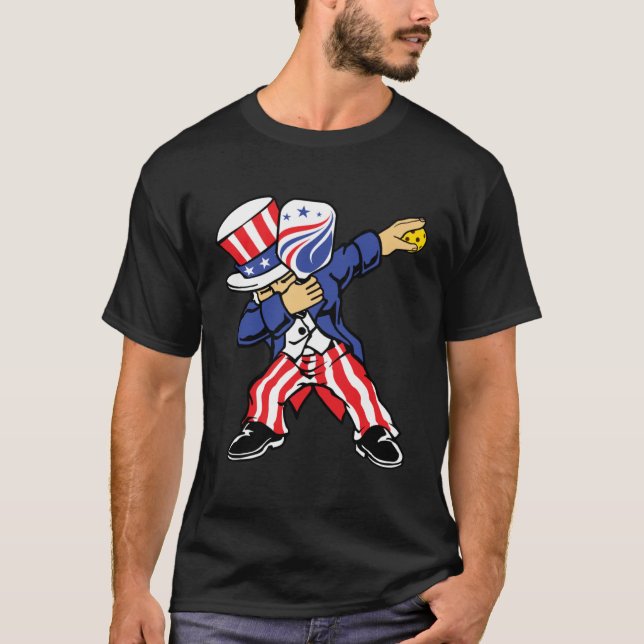Camiseta Pickleball American Flag 4th of July Uncle Sam Dab (Frente)