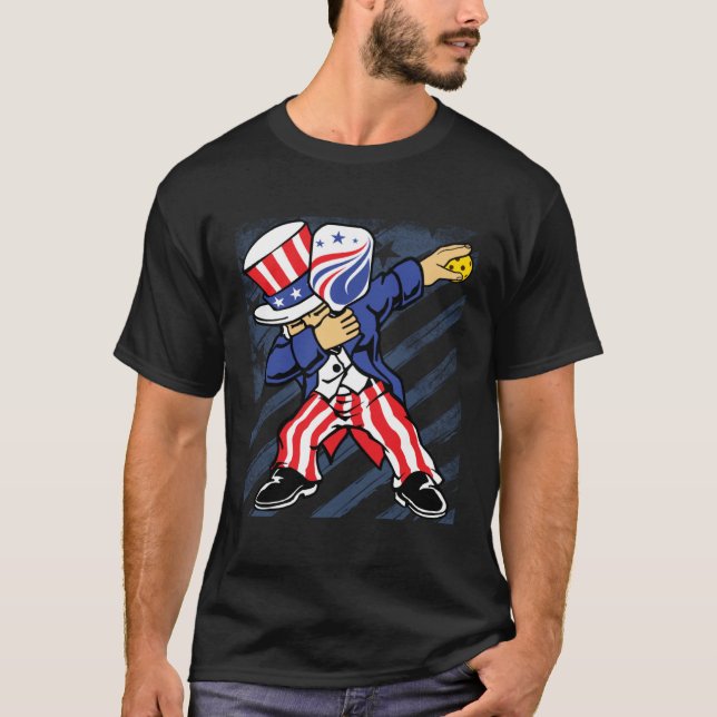 Camiseta Pickleball American Flag 4th of July Uncle Sam Dab (Frente)